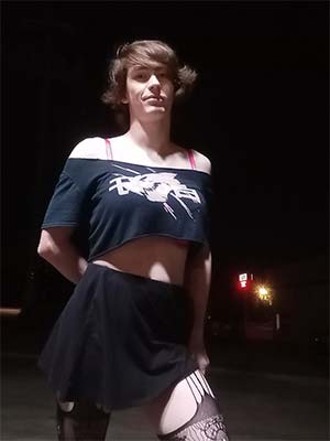 Tomboy showing her dick under her skirt, Newark, CA